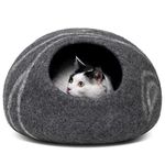 MEOWFIA Premium Felt Cat Bed Cave (Medium) - Handmade 100% Merino Wool Bed for Cats and Kittens (Dark Grey/Medium)