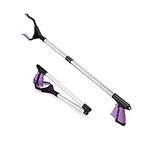 Reacher Grabber Tool for Children, 26" Foldable Reacher Grabber Lightweight Aluminum Reaching Aid with Rotating Rubber Gripper, Long Arm Garbage Picker Tool, Litter Trash Picker (26" Purple)