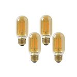 paul russells LED Filament T45 Light Edison Screw E27, 35w Equivalent Replacement Antique Bulb, ES 4.5W 400LM LED 2200K Amber Bulbs, Decorative Ceiling Fittings Energy Saving Lightbulbs, Pack of 4