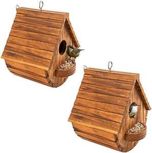 COLEBA Set of 2 Bird Houses for Outside,Outdoor Bird House Bird Families Bluebird Finch Cardinals Hanging Birdhouse for Garden