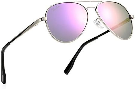Pro Acme Polarized Aviator Sunglasses for Women Men, Petite Aviator Frame for Small Face Women Junior, 52MM (Silver Frame/Purple Mirrored Lens)