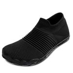 ASHION Barefoot Shoes for Men Womens Running Shoes Womens Walking Shoes Sneakers Minimalist Barefoot Wide Toe Box Slip On Shoes(1096 All Black,12 women/10.5 Men)