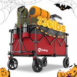 Sekey Collapsible Foldable Wagon with 220lbs Weight Capacity, Heavy Duty Folding Utility Garden Cart with Big All-Terrain Beach Wheels & Drink Holders.Red&Grey