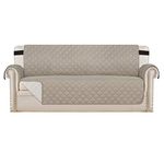 H.VERSAILTEX Reversible Sofa Cover Couch Cover for 3 Cushion Couch Water Resistant Furniture Protector for Pets Durable Sofa Slipcover with Non Slip Elastic Strap(Sofa, Khaki/Beige)