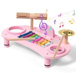 AyeKu Kids Drum Set, Baby Musical Instruments Toys for Toddlers, 6 in 1 Wooden Xylophone Toddler Drum Set Percussion Instruments Musical Toys