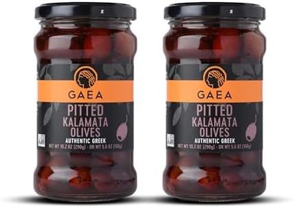 Gaea Pitted Greek Kalamata Olives - 10.2 oz. Jar - Non-GMO Preservative-Free and Low Sodium Healthy Snack [Pack of 2]