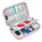 Canboc Diabetic Supplies Travel Case, Carrying Bag for Glucose Meter, Insulin Pens, Blood Sugar Test Strips, Lancets, Syringe, Medication, Alcohol Wipe or Other Diabetes Care Accessories, Rose Gold