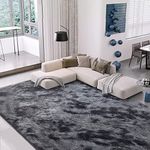 Calore Area Rugs Soft Shaggy Comfy and Fluffy Rug for Living Room Bedroom Kids Room Nursery Modern Carpet Anti-Skid Rugs Indoor Floor Mat Home Decor (Black Grey,6.5×9.8 feet)