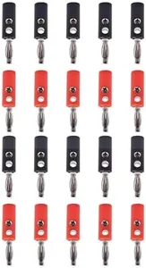 hiBCTR 20pcs 4mm Banana Plug Male Audio Speaker Jack Amplifier Connector - 10 red and 10 Black - Solder-Ready Speaker Banana Plugs Connector