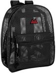 Summit Ridge Colorful Transparent Mesh Backpacks with Padded Straps for Kids, Adults, School, Beach, and Travel, Black, Large, Classic