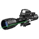 MidTen 4-16x50 AO Riflescope Dual Illuminated Optics & Illuminated Reflex Sight 4 Holographic Reticle Red/Green Dot Sight & IIIA/2MW Laser Sight