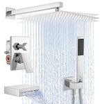 KES Shower Faucet Set, Shower System, Bathtub Faucet, Tub and Shower Faucet Combo, 12 Inch Shower Head with Handheld and Waterfall Tub Spout, Polished Chrome, XB6305S12-CH