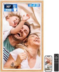 Arktronic 32 Inch FHD Extra Large Digital Picture Frame Touchscreen, 64GB FHD IPS WiFi Digital Photo Frame Remote, Share Photo/Video via Apps, Email, Auto-Rotate,Wood Pattern