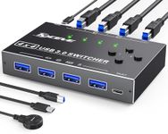 USB 3.0 Switch 4 Computers,MLEEDA 4 Port USB Switch Selector for 4 Computer Share 4 USB Devices,Keyboard Mouse Switch,USB Switcher with Wired Remote and 4 USB Cables