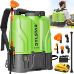 SYLSTAR 12L Battery Powered Knapsack Sprayer, 100PSI Cordless Backpack Sprayer Compatible with DeWalt and Milwaukee 18V Batteries,Weed Sprayer with 5 Nozzles,2 Wand,2.6 Ah Battery for Garden&Lawn Care