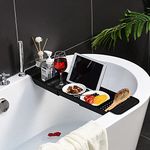YIQXKOUY Black Retractable Bath Caddy Tray Bathtub Tray Retractable Bathtub Toy Holder Bath Tub Rack Shelf Storage Rack Book Holder Candlestick Handle Dish Drain Rack (Black)