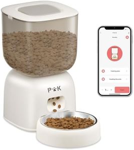 PUPPY KITTY Distributeur Croquettes Chat Automatique, 2,4G WiFi Distributeur Croquettes Chat avec Bols en Acier Inoxydable, Connecté App, Enregistrement Vocal 10S, 10 Repas par Jour
