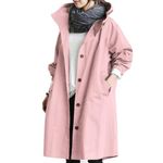 Clearance Winter Jackets for Women UK Ladies Rain Jacket Lightweight Raincoat Waterproof Long Sleeve Windbreaker Outdoor Hooded Trench Coats for Winter Cold Weather(Pink,S)