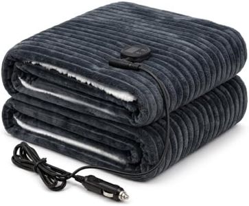 HOMLYNS 12V Heated Car Blanket for Road Trips, 43 x 59 in, Dark Grey