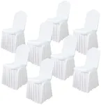 Yoquare Thick White Chair Covers Set of 8|Chair Covers Wedding with Skirt|Removable and Washable Ruffle Skirt Design for Dining Room, Hotel, Ceremony for Wedding, Banquet, and Part