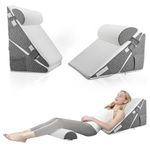 Neulriscn Bed Wedge Pillow, Memory Foam Triangle Wedge Cushion with Headrest for Sleep Apnea, Acid Reflux, Snoring, Adjustable Bed Wedges for Sitting Up in Beds, Back Support Pillows for Leg Elevation