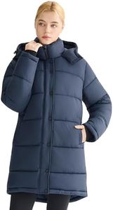 Orolay Winter Coats for Women Long Puffer Coat Waterproof Parka Warm Jacket Hooded with Pockets, Navy, 3X-Large