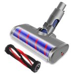 Vacuum Cleaner Head with LED Headlights, Motorized Brush with Bristle & Soft Roller for Hardwood and Short Carpet, Turbo Brush, Trigger Lock, Floor Attachment Compatible with Dyson V6 Vacuum Cleaner