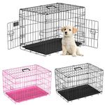 36Inch Dog Cage Crate,Double-Door Folding Metal Dog Crate, Puppy Cage Pet Cage Puppy Carrier with Removable Plastic Tray,Perfect for Puppy Training(Black)