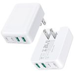 2Pack Flat USB C Wall Charger • 40W Foldable & Slim Fast Charging Block • 4Ports USB C Charger Block Cube Box Compatible with iPhone Samsung, Pixel, Tablets, Multiport Power Adapter USB Plug Brick