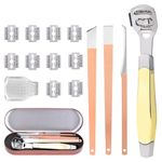 AUXSOUL Foot Files Callus Remover, 15 Pcs Feet Care Pedicure Kit Rasp File Dead Skin Scraper Callus Remover Blade Shaver with 10* Blades,Protection Cap,Storage Box,Heel Scraper Tool(Champagne)