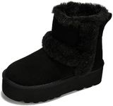 Project Cloud Genuine Suede Winter Boots for Women - Memory Foam Womens Boots & Platform Shoes for Women Non-slip Ankle Boots for Women Footwear - Fall Shoes for Women 2024 (Furby, Black, 5.5)