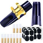 craftshou 31 Pieces Alto Saxophone Mouthpiece Kit Includes Saxophone Mouthpiece with Metal Ligature,Saxophone 2.5 Reeds Cushions and Plastic Cap(Blue)