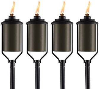TIKI Easy Install 4-Pack Simply Metal Torches – Bronze Decorative Outdoor Lighting for Patio, Lawn, Backyard & Garden | 65" | Weather-Resistant | Includes Long-Lasting Wick & Snuffer