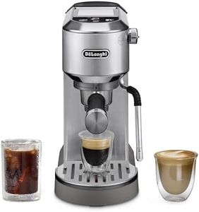 De’Longhi Dedica Duo Cold Brew Espresso Machine with Milk Frother, 15 Bar Pressure, Original Italian Barista Style Coffee Maker, Make Espresso, Latte, Cappuccino & Ice Coffee, Stainless Steel, EC890M