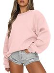 Eniloyal Womens Sweatshirts Crewneck Pink Sweatshirt Ladies Hoodies Pullover Fleece Warm Tops Loose Fit Fall