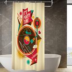 BaoNews Music Rave Party Decor Shower Curtain,Retro Record Player Playing Music at Party Polyester Shower Curtain for Shower Stall Bathroom Waterproof with 6 Hooks 36x72 Inch