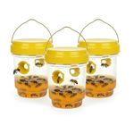 3 Pack Wasp Trap Effective Wasp Killer traps Hanging for Outdoor-Indoor, Reusable Yellow Fly Trap Hornet Trap Bee Catcher Insect Control for Garden Outdoor Courtyard