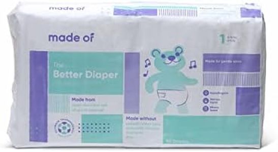 MADE OF The Better Baby Diapers - Hypoallergenic Diapers for Sensitive Skin, Unscented, 10 Hour Absorbency - Pediatrician and Dermatologist Tested - Size 1 (44 Count)