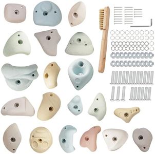 Qicrdvi Premium Resin Rock Climbing Holds for Kids & Adults, Large Training Rock Climbing Wall Grips Indoor/Outdoor, Rock-Like Texture Climbing Wall with Mounting Hardware (20 Pcs)