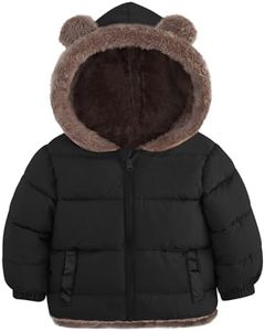 Enlifety Baby Winter Coat for Boys Girls 6-12 Months Cute Bear Hoodie with Ears Warm Cozy Cotton Hooded Jacket