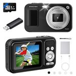 JVSCAM Digital Camera, Autofocus 48MP Kids Camera, FHD 1080P Point and Shoot Digital Cameras with 32GB Card, 16X Zoom Anti-Shake, Compact Camera with 1500mAh Batteries for Boys Girls Teens