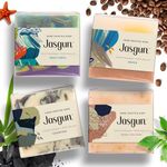 Jasgun Aqua Coral, Beach, Charcoal, Basil tea leaf cold processed soap, 100% Natural, Hand Crafted Soap 120 gms each (pack of 4)