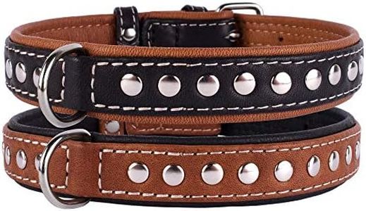 CollarDirect Studded Dog Collar Leather Pet Collars for Dogs Small Medium Large Puppy Soft Padded Brown Black (Brown, Neck fit 13" - 14")