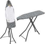 LyriFine Ironing Board, 2-in-1 Flat and Hanging Board, Sturdy Steel Frame Iron Board with Non-Slip Feet, Heat Resistant Cover Iron Board, Foldable Ironing Board Full Size with Hook, 14″ x 43″ Gray