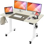 MOUNTUP 55x28 Inches Electric Height Adjustable Standing Desk, Sit Stand Desk with Memory Controller, Ergonomic Stand Up Desk for Home Office with Splice Board, White+Grey