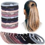 BIRDWARE Black Hair Ties for Women Girls, Seamless Thick Black Hair Band, Multi color Elastic Hair Ties No Damage Ponytail Holder (12Pc Snap Ring)