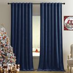 Timeper Navy Blue Velvet Curtains - 96 inch Length Blackout Curtains Velvet Drapes Gorgeous Home Decor Thermal Insulated Velvet Curtain Panels for Farmhouse / Guest Room, W52 x L96, 2 Panels