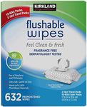 Kirkland Signature Moist Flushable Wipes 632 Count Fast, White