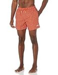 BOSS Men's Standard Vibe Geometric Mini Patter Swim Trunks, Orange.com, XX-Large