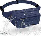 HNOOM Waterproof Bum Bag with Multi-Pockets Fashion Bumbag Waist Fanny Pack for Men Women Large Capacity Waist Bag for Hiking, Dog Walking, Travel & Outdoor Activities (Dark Blue-1)